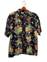 画像：アロハシャツ/L/レーヨン/BLK/総柄/SS37454
