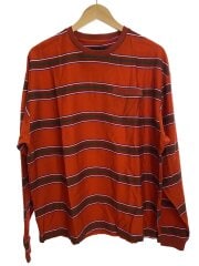 画像：ACID BORDER LS/長袖Tシャツ/M/コットン/RED/ボーダー