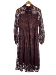 画像：長袖ワンピース/LL/ポリエステル/BRD/総柄