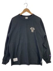 画像：長袖Tシャツ/L/コットン/BLK/無地/C8-B413