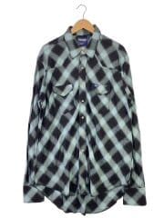 画像：長袖シャツ/FREE/レーヨン/GRN/チェック/WS9318