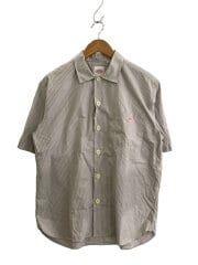 画像：半袖シャツ/40/コットン/GRY/ストライプ//