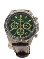 画像：クォーツ腕時計/アナログ/レザー/GRN/BRW/SBTR017