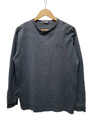 画像：両面ロゴ/長袖Tシャツ/M/コットン/GRY