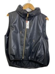 画像：ベスト/--/フェイクレザー/BLK/無地/MGJK-25077-A