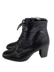 画像：レースアップブーツ/24.5cm/BLK/レザー/9537