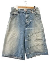 画像：Switching Denim Wide/ショートパンツ/L/コットン/BLU/無地/G14FC10