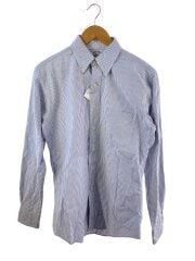 画像：長袖シャツ/15.5/コットン/WHT/ストライプ/makers and marchants USA製