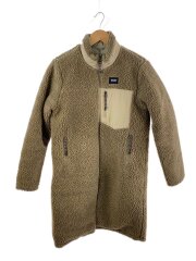 画像：ロングリバーシブルフリースジャケット/L/ポリエステル/BEG/無地