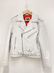 画像：色移り有/ダブルライダースジャケット/L/牛革/WHT