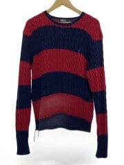 画像：90S/ニット・セーター(薄手)/L/コットン/NVY/ボーダー