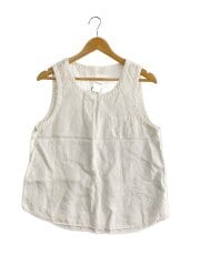 画像：ノースリーブカットソー/--/リネン/WHT/無地