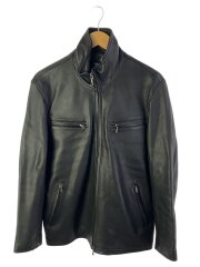 画像：シングルライダースジャケット/1/羊革/BLK/無地