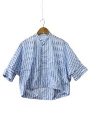 画像：コットンブロードクロップドシャツ/36/コットン/ブルー/ストライプ/12-01-42-01401/マカフィ