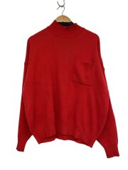 画像：90s/OLD GAP/ハイネックコットンニット/XL/コットン/RED/無地