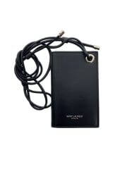 画像：カードケース/レザー/BLK/レディース/ネックストラップ/未使用
