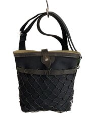 画像：ショルダーバッグ/ネット付き/キャンバス/BLK