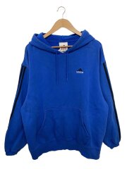 画像：90s/トレフォイルロゴ/パーカー/袖ストライプ/コットン/BLU/胸穴有