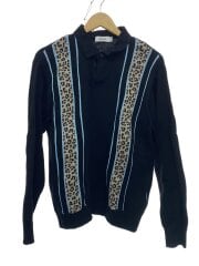 画像：Knit LS Rugby Shirt/ポロシャツ/M/コットン/BLK/MAAFA-KN017