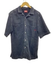 画像：半袖シャツ/M/コットン/BLK/A03533