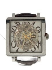 画像：自動巻腕時計/アナログ/レザー/WHT/BRW