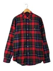 画像：長袖シャツ/L/コットン/RED/チェック