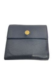 画像：2つ折り財布/レザー/BLK/無地/メンズ