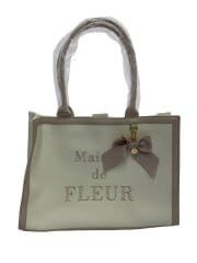 画像：リボンチャーム付/トートバッグ/キャンバス/WHT