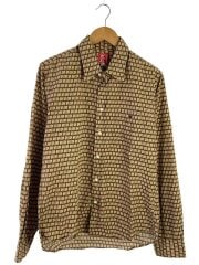 画像：長袖シャツ/M/コットン/BRW/総柄