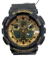 画像：クォーツ腕時計/デジアナ/ラバー/GLD/BLK