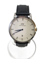 画像：クォーツ腕時計/アナログ/レザー/WHT/BLK/DW00100092