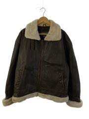 画像：レザージャケット・ブルゾン/L/レザー/ブラウン/無地