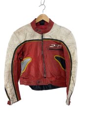 画像：シングルライダースジャケット/--/レザー/RED/無地