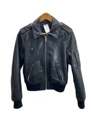 画像：レザージャケット・ブルゾン/S/レザー/BLK/無地