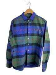 画像：長袖シャツ/M/コットン/GRN/チェック