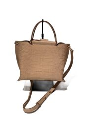 画像：ショルダーバッグ/レザー/BEG/クロコ型押し/2wayバッグ