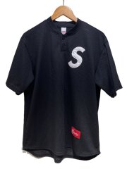 画像：S Logo Baseball Henley/半袖シャツ/S/ポリエステル/BLK