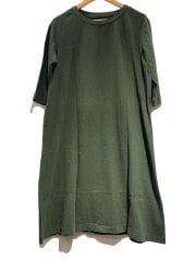 画像：7分袖ワンピース/O/コットン/GRN