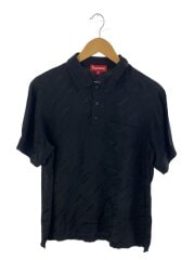 画像：Jacquard Logo Silk Polo/18ss/ポロシャツ/M/シルク/BLK