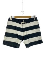 画像：ショートパンツ/33/コットン/WHT/ボーダー/サーフパンツ/life is doughnut