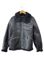 画像：レザージャケット・ブルゾン/M/山羊革/ブラック/無地/0243LB04
