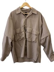 画像：TECH SPORTS OPEN COLLAR SHIR/L/BEG/ギンガム/BE-90024