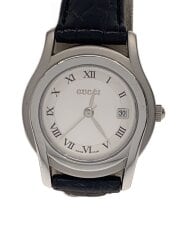 画像：クォーツ腕時計/アナログ/レザー/SLV/BLK/5500l