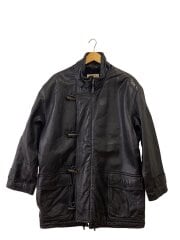 画像：レザーダッフルコート/山本寛斎/M/牛革/BLK//