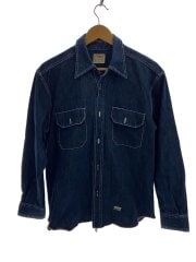 画像：90s/USA製/OLD STUSSY/長袖シャツ/S/コットン/IDG/無地