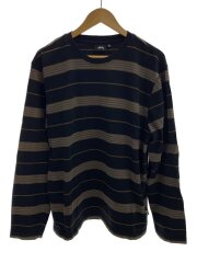 画像：長袖Tシャツ/L/コットン/BLK/ボーダー
