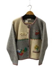 画像：Novara/ハンドニット/立体刺繍/カーディガン(厚手)/M/ウール/グレー