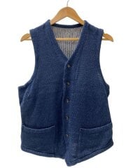 画像：ニットベスト(厚手)/3/コットン/NVY/ストライプ