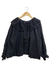 画像：コットンスカラップ刺繍起毛/2WAYブラウス/FREE/コットン/BLK/無地/TB21301//