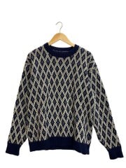 画像：クルーネックニット/ニット・セーター(厚手)/L/ウール/NVY/PU315//